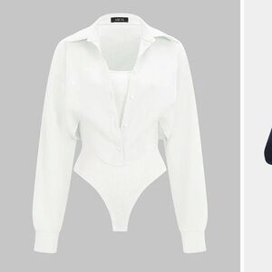 Classic White Long Sleeve Bodysuit with built in tank